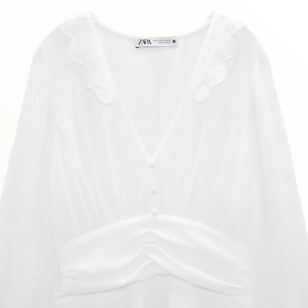 ZARA | White | OPENWORK EMBROIDERED MINI DRESS - Picture 4 of 10